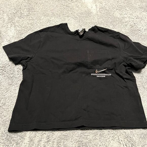 Nike Shirt Womens Large Swoosh Cropped Pocket T-Shirt DN4851-010 Essential Heavy - Picture 1 of 8